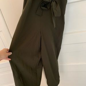 Pants - Dark green wide leg crop overalls Pants - Dark green wide leg crop overalls